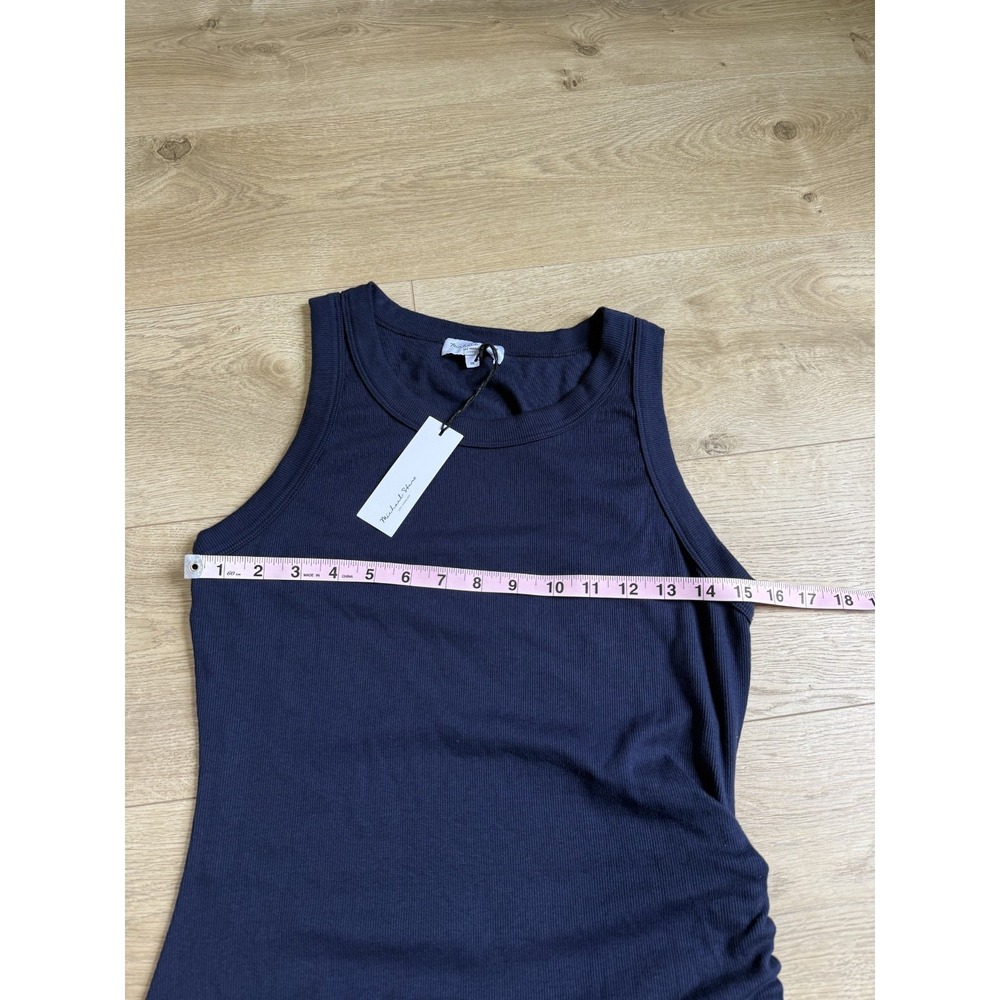 NWT Michael Stars Hope Midi Dress with tie ultra rib Admiral blue high neck 1X - Picture 8 of 10